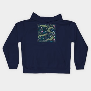 American Alligators and Roseate Spoonbills - cute animal design by Cecca Designs Kids Hoodie